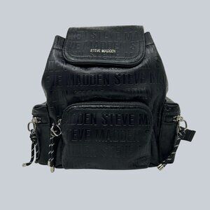 Steve Madden Embossed Logo Mini Backpack With Multiple Pockets Adjustable Straps